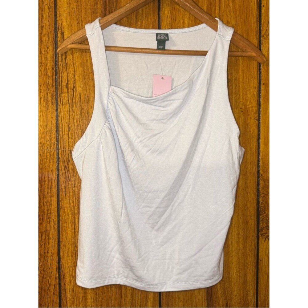 Wild Fable Womens Ruched Draped Asymmetrical Tank Top Light Blue Large Casual
